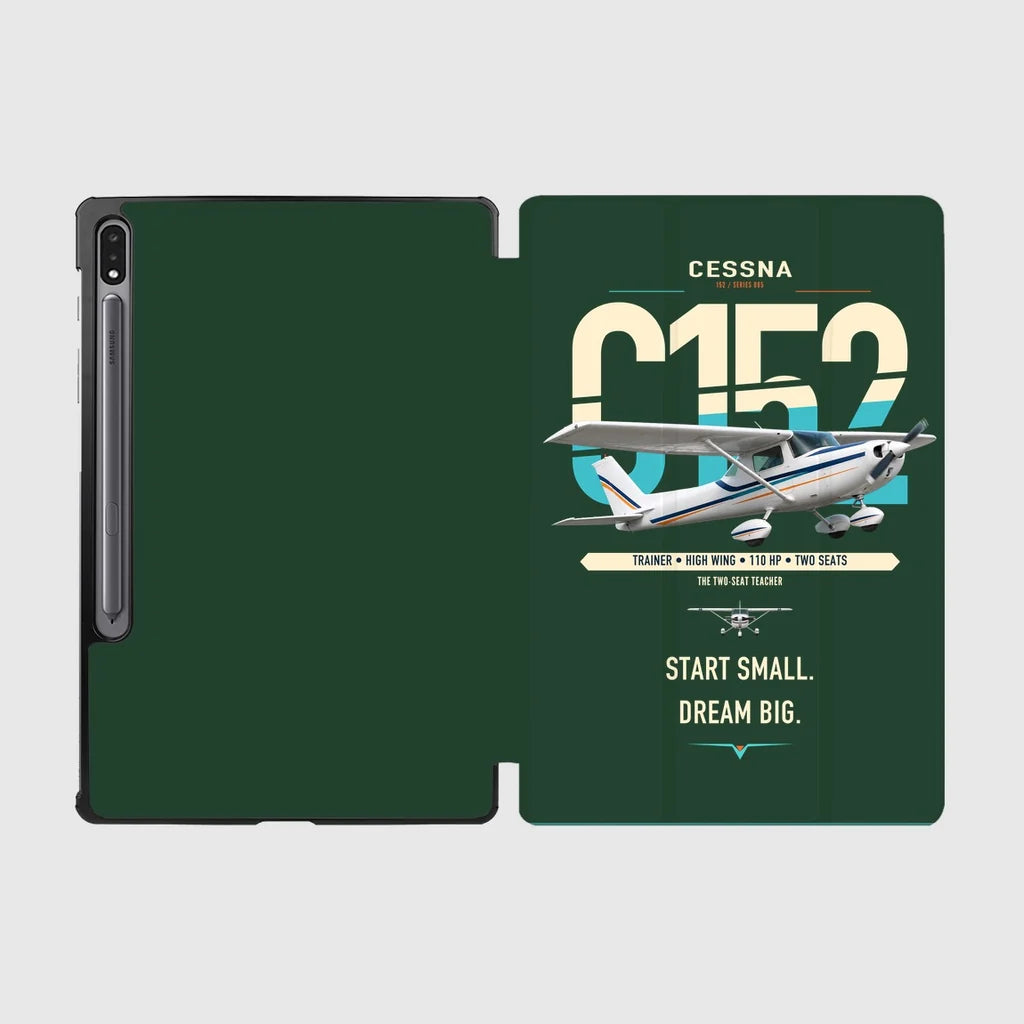 Cessna 152 design on dark green samsung tablet tablet case