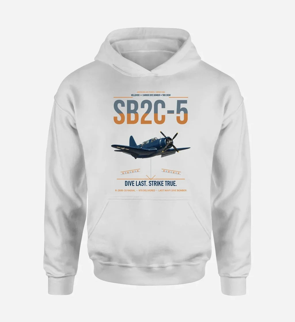 SB2C-5 Helldiver design on white double-side hoodie, single-side print