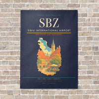 Thumbnail for Sibiu International Airport SBZ vertical canvas print - no frame - navy blue background