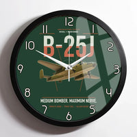 Thumbnail for B-25J Mitchell design on dark green framed wall clock