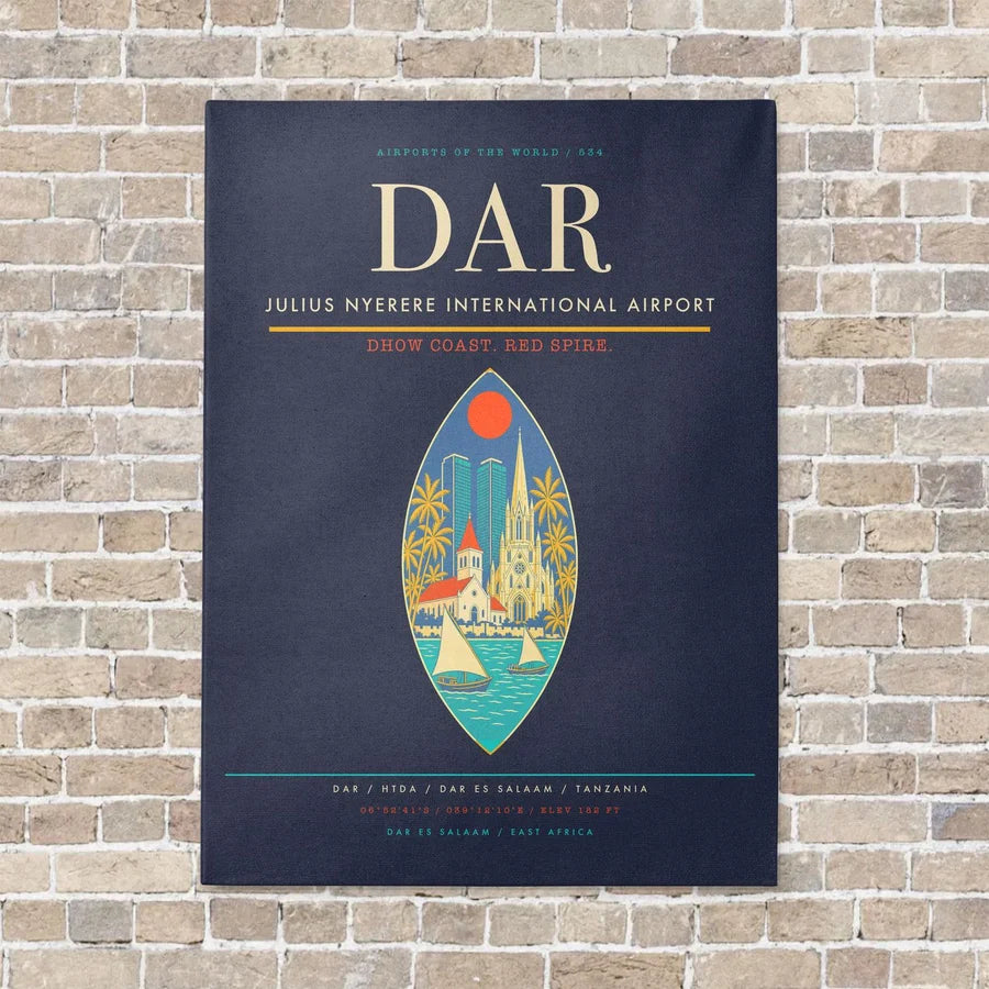 Julius Nyerere International Airport DAR vertical canvas print - no frame - navy blue background