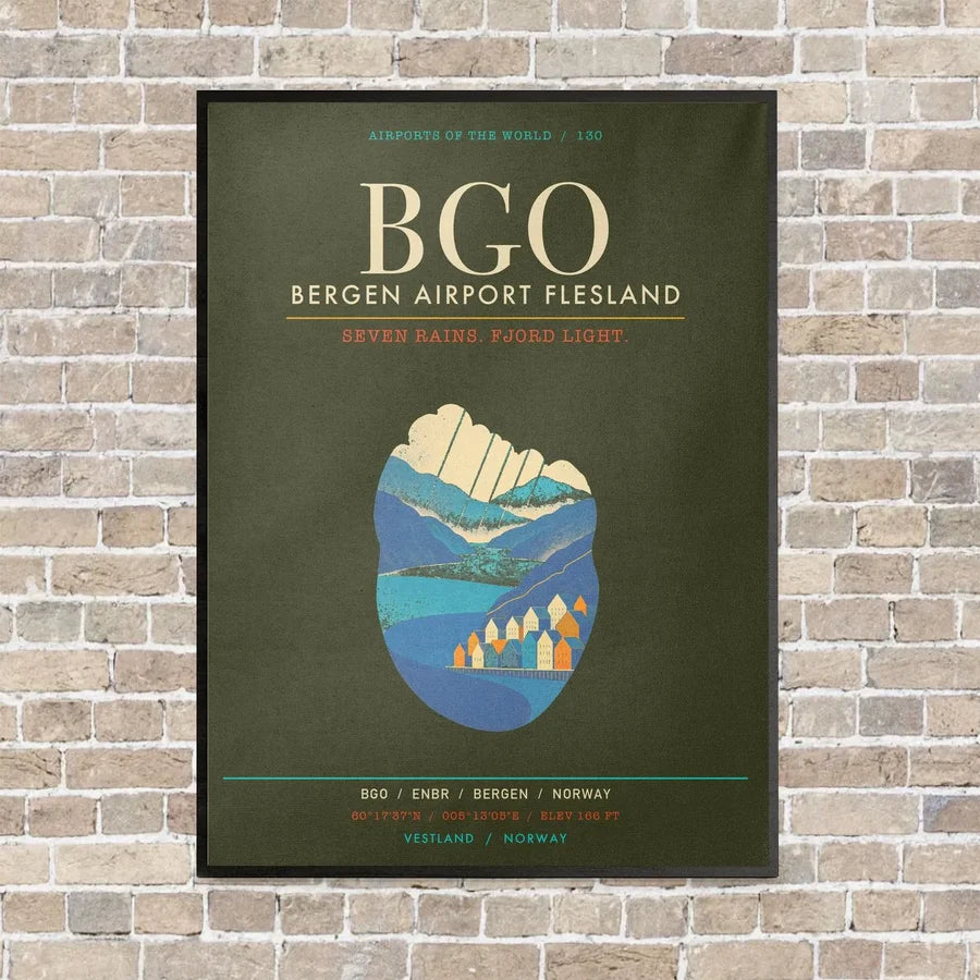Bergen Airport Flesland BGO - Canvas Framed - Green Army