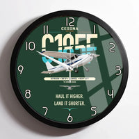 Thumbnail for Cessna A185F Skywagon design on dark green framed wall clock