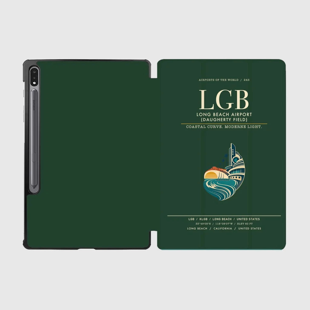 Long Beach Airport (Daugherty Field) (LGB) design on dark green samsung tablet tablet case