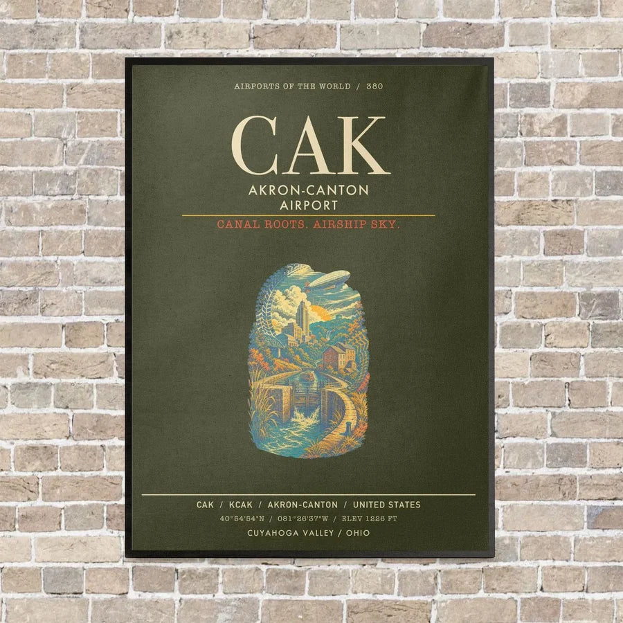 Akron-Canton Airport CAK - Canvas Framed - Green Army