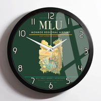 Thumbnail for Monroe Regional Airport (MLU) design on dark green framed wall clock