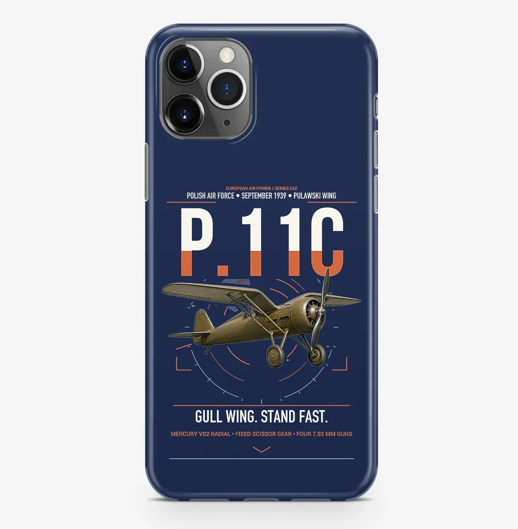 PZL P.11c design on navy blue magsafe iphone case, for iPhone Pro Max