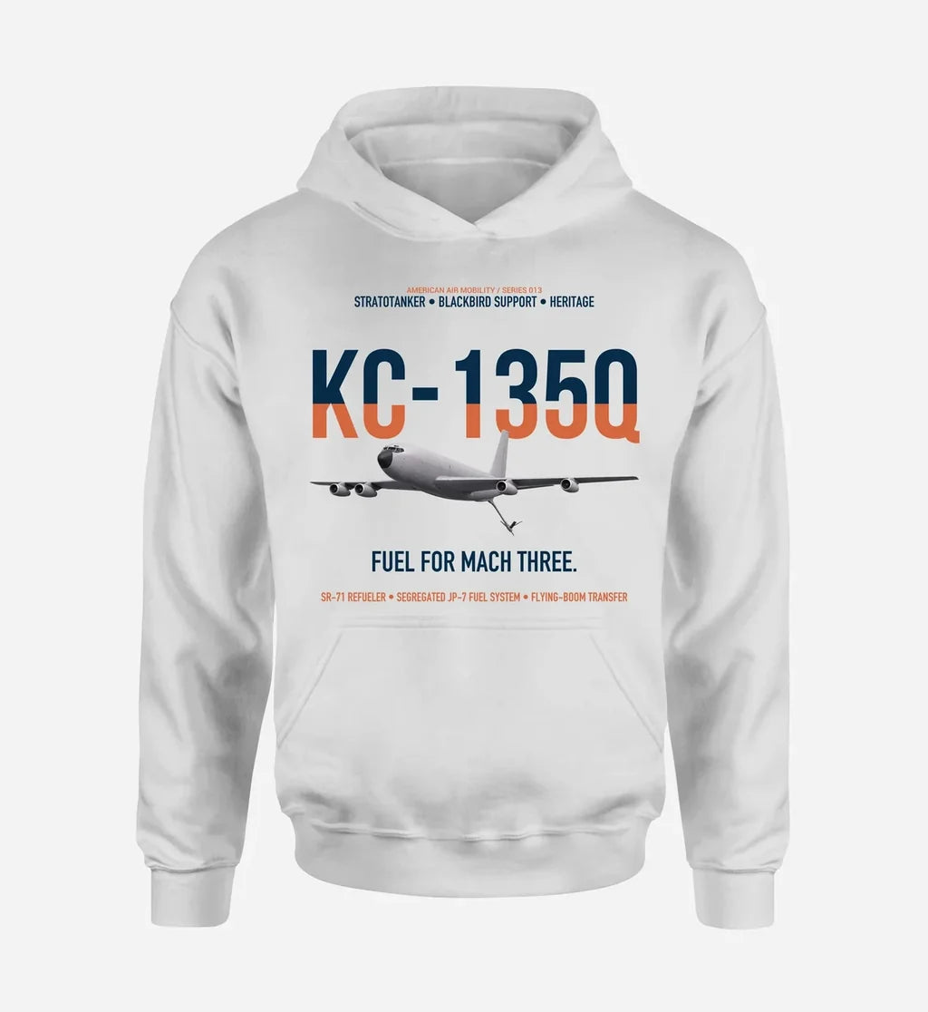 KC-135Q Blackbird Tanker design on white double-side hoodie, single-side print