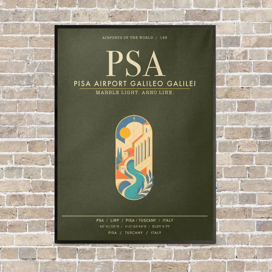 Pisa Airport Galileo Galilei PSA - Canvas Framed - Green Army