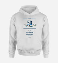 Thumbnail for Fokker 50 design on white double-side hoodie, single-side print