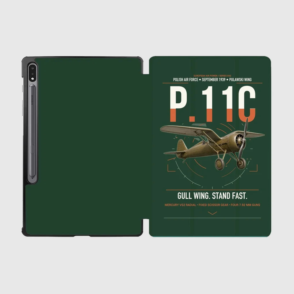 PZL P.11c design on dark green samsung tablet tablet case