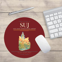 Thumbnail for Satu Mare International Airport (SUJ) design on dark red round mouse pad