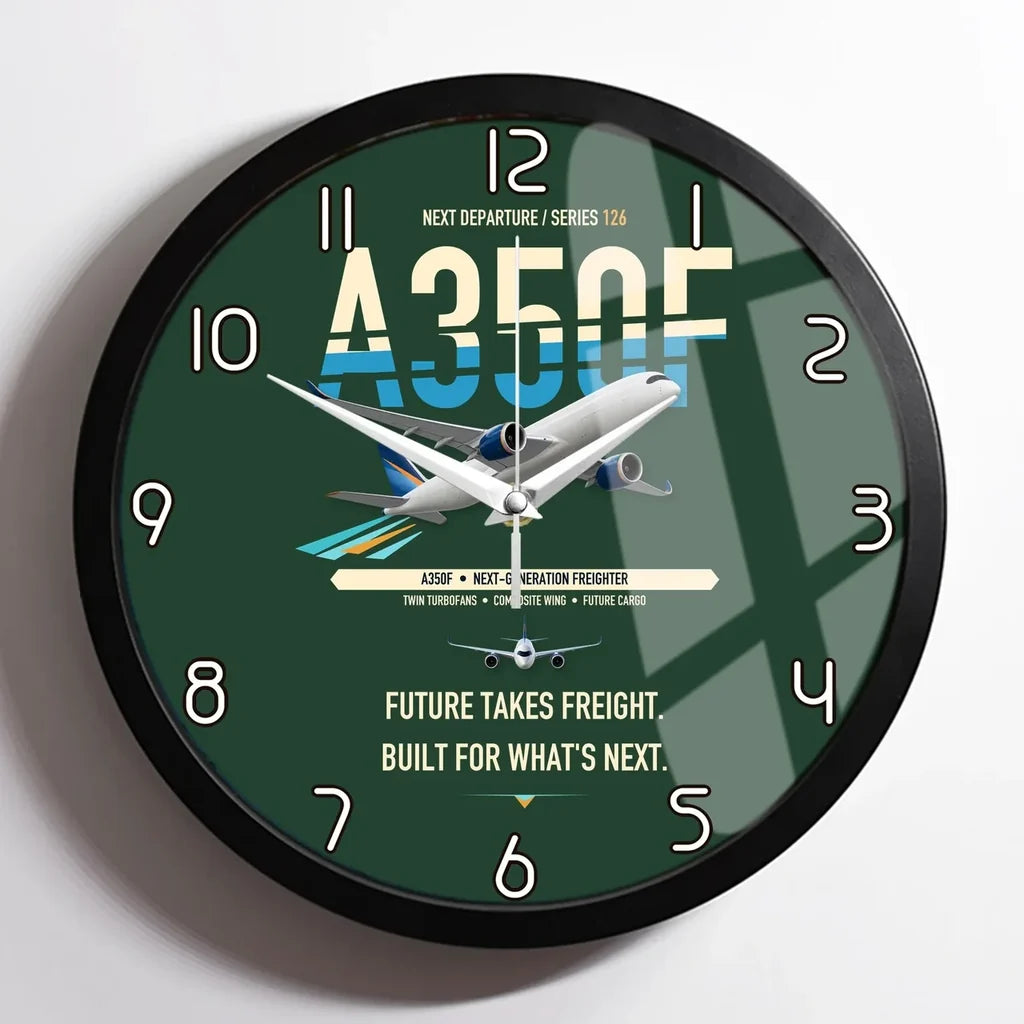 Airbus A350F design on dark green framed wall clock
