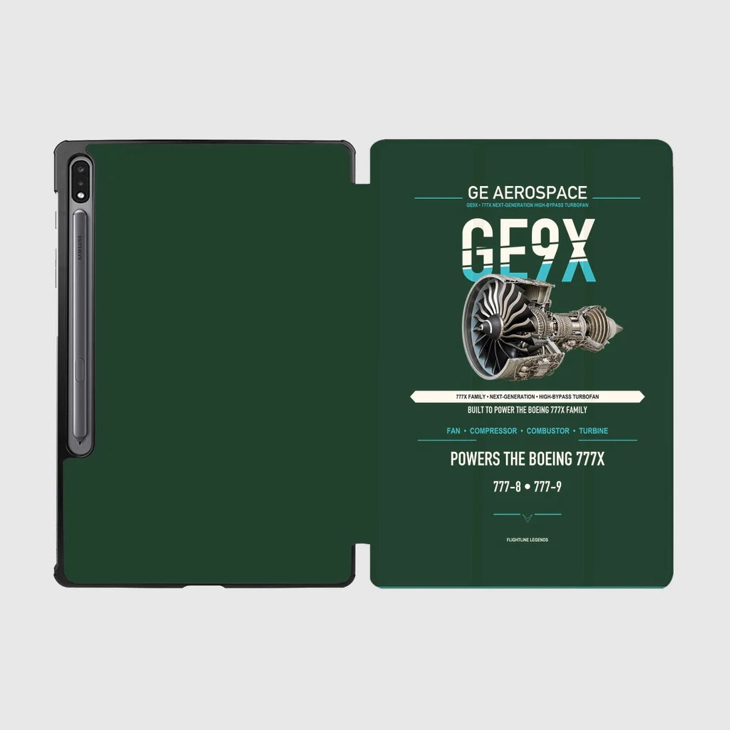 GE9X design on dark green samsung tablet tablet case