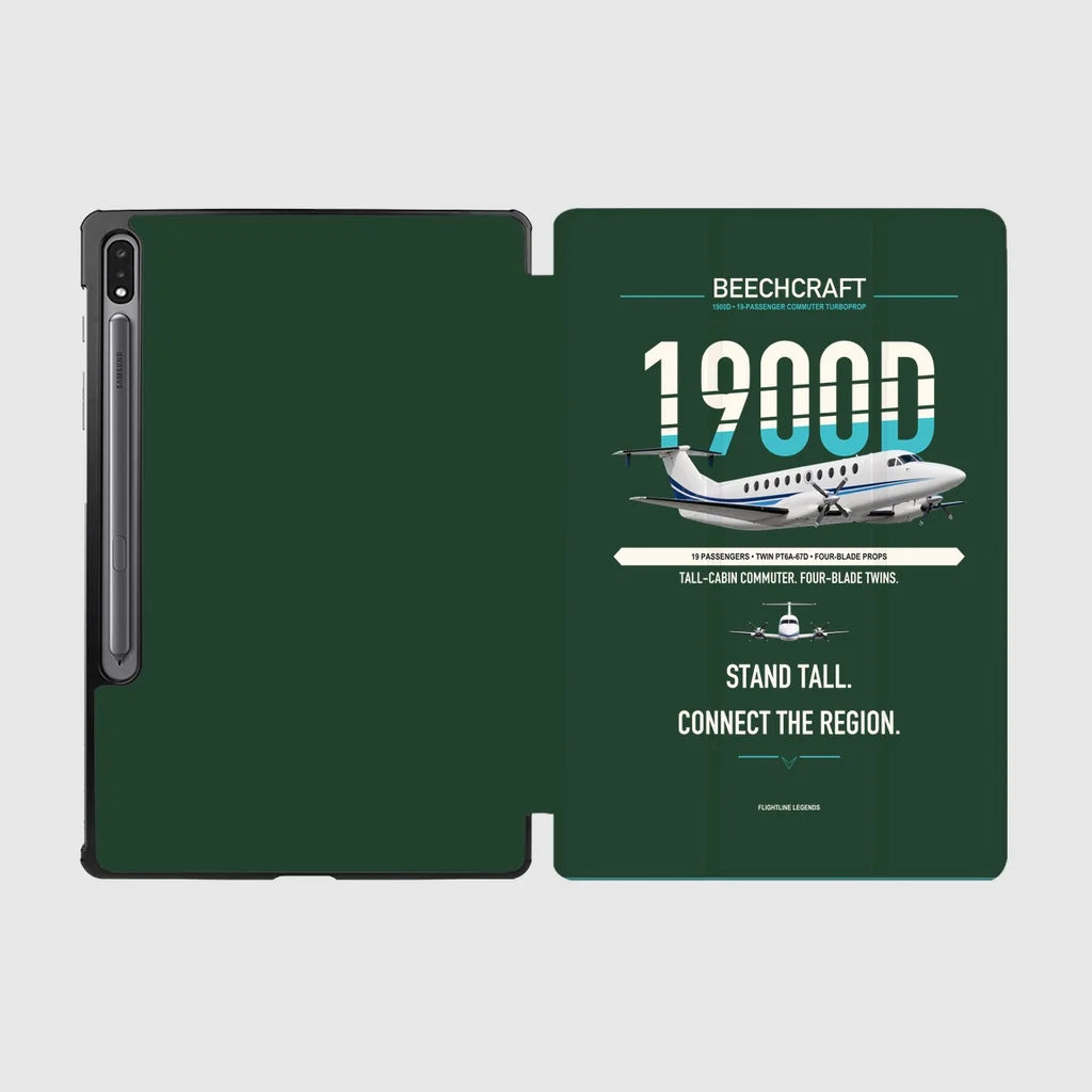Beechcraft 1900D design on dark green samsung tablet tablet case