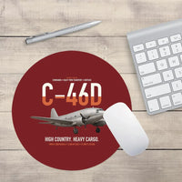 Thumbnail for C-46D Commando design on dark red round mouse pad