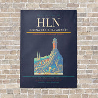 Thumbnail for Helena Regional Airport HLN vertical canvas print - no frame - navy blue background