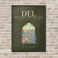 Thumbnail for Indira Gandhi International Airport Delhi DEL - Canvas Framed - Green Army