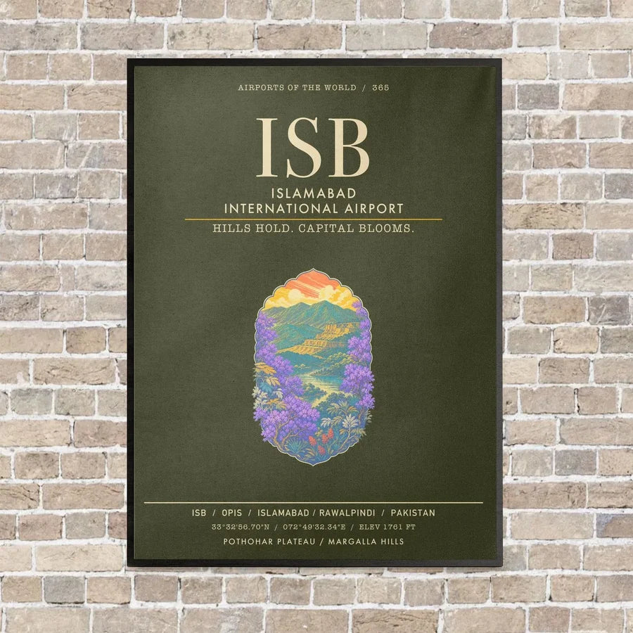 Islamabad International Airport ISB - Canvas Framed - Green Army