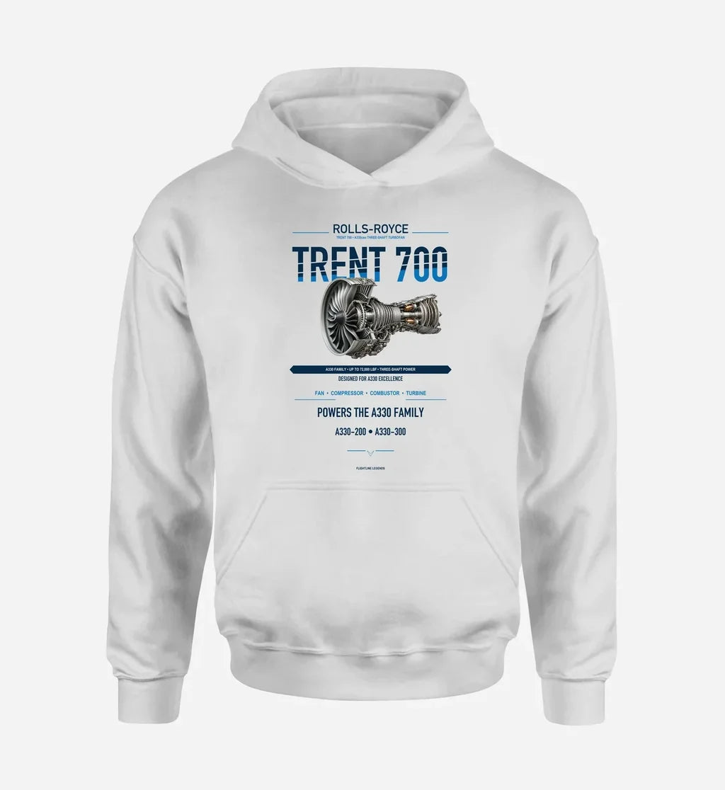 TRENT 700 design on white hoodie single side