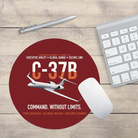 Thumbnail for C-37B Global Command Link design on dark red round mouse pad
