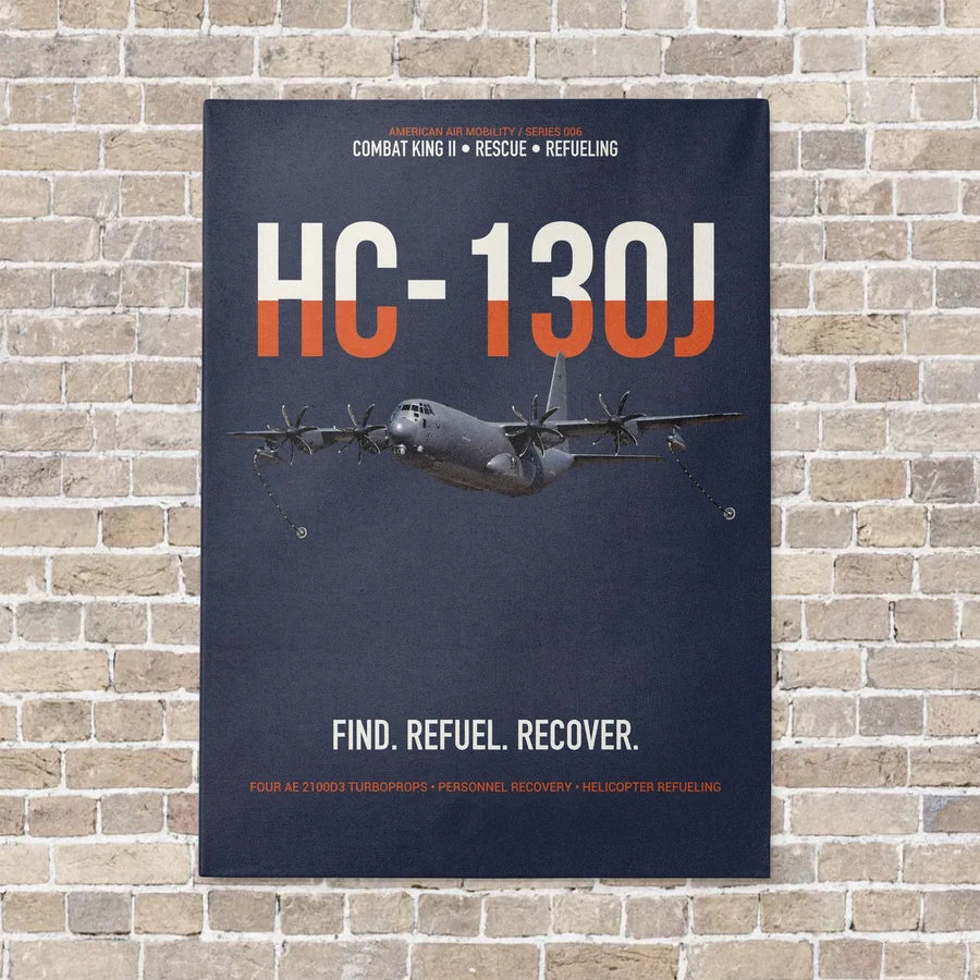 HC-130J COMBAT KING II vertical canvas print - no frame - navy blue background
