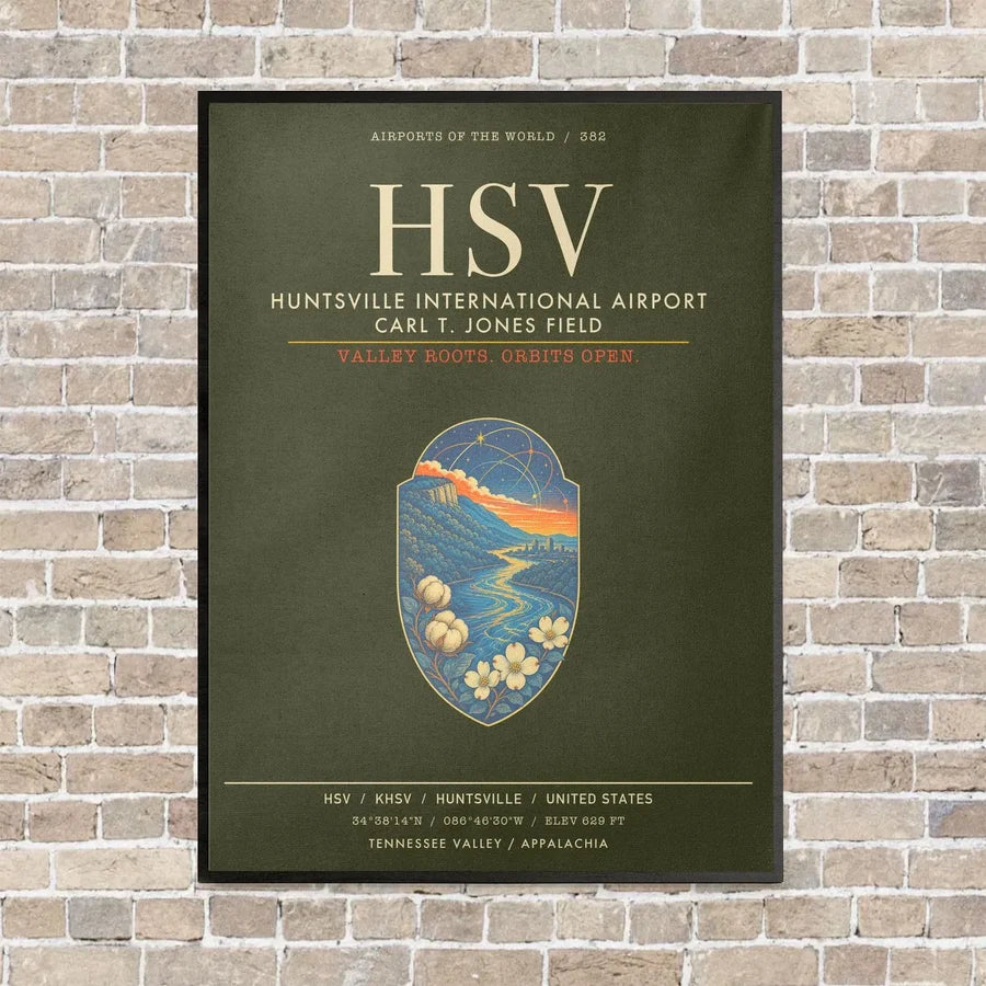 Huntsville International Airport HSV - Canvas Framed - Green Army