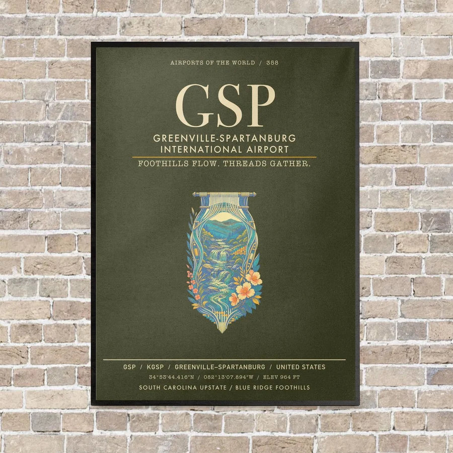 Greenville-Spartanburg International Airport GSP - Canvas Framed - Green Army