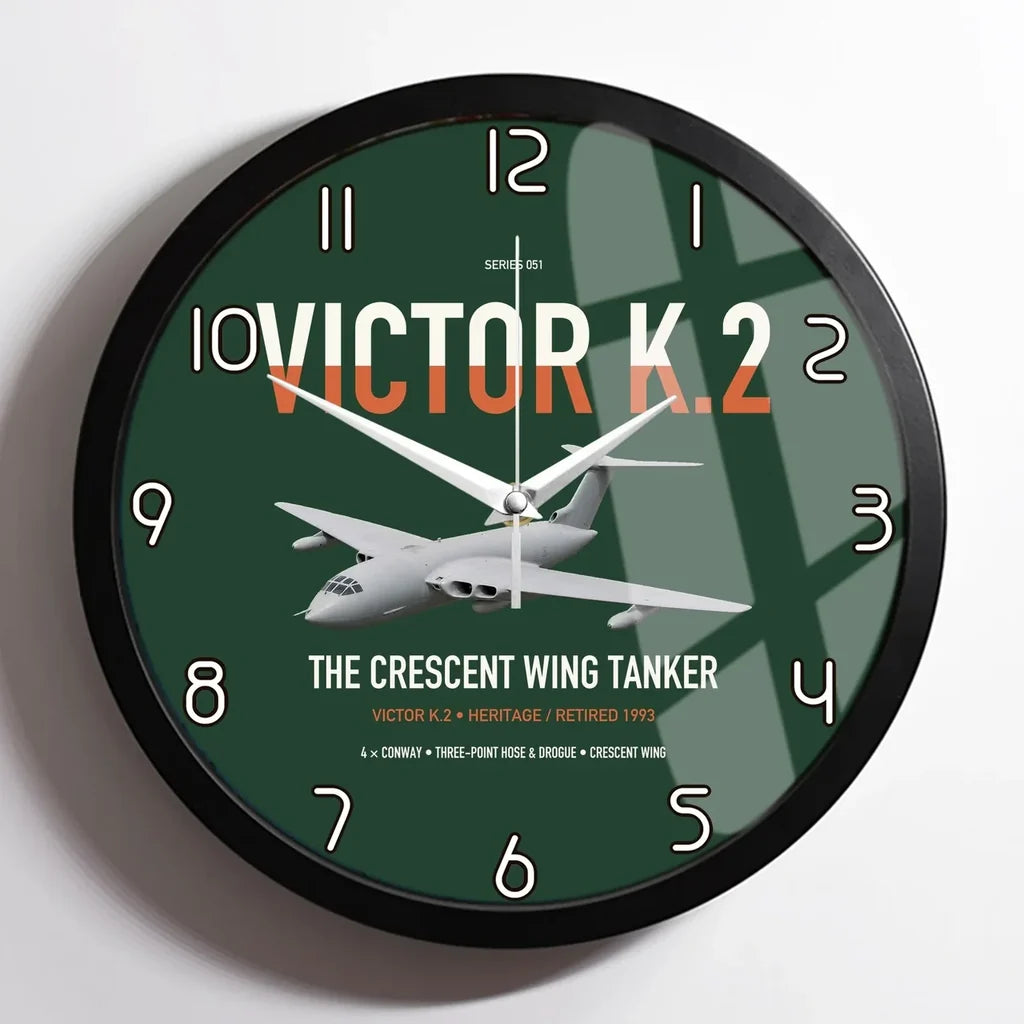 Handley Page Victor K.2 design on dark green framed wall clock