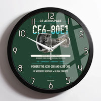 Thumbnail for CF6-80E1 design on dark green framed wall clock