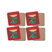 Thumbnail for The Observation Car Rival - Designed Coasters design on red 4-pieces-set