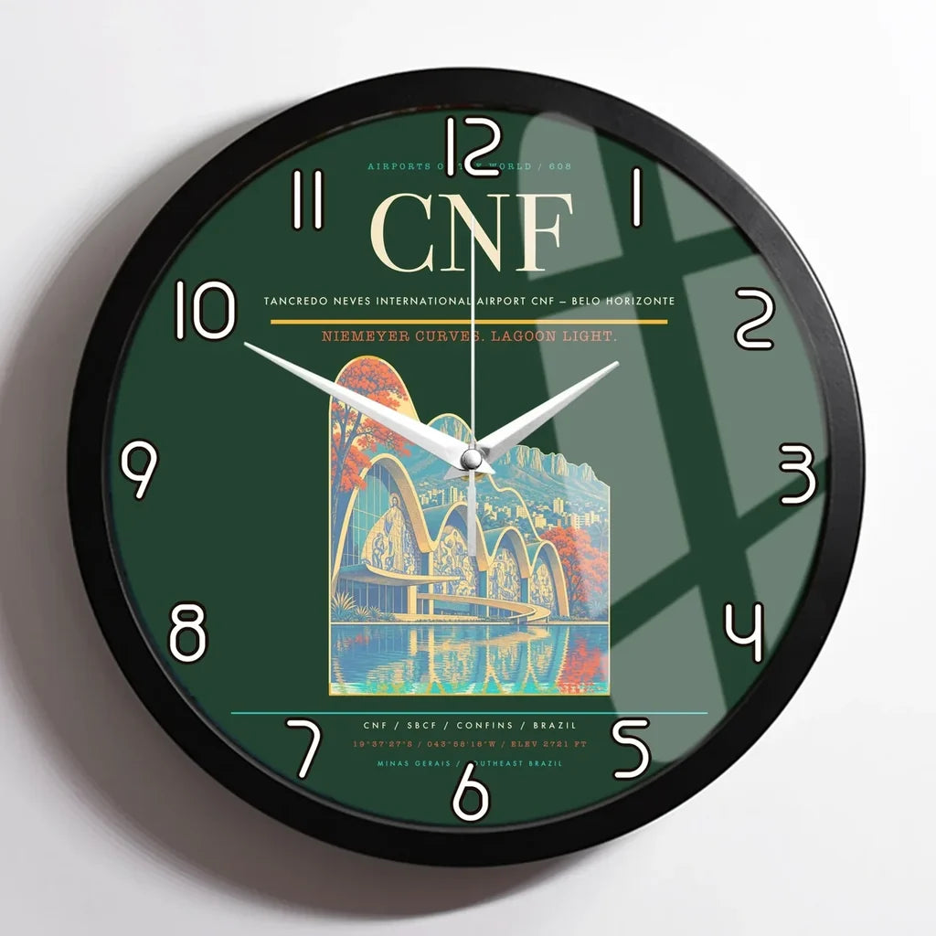Tancredo Neves International Airport (CNF) design on dark green framed wall clock