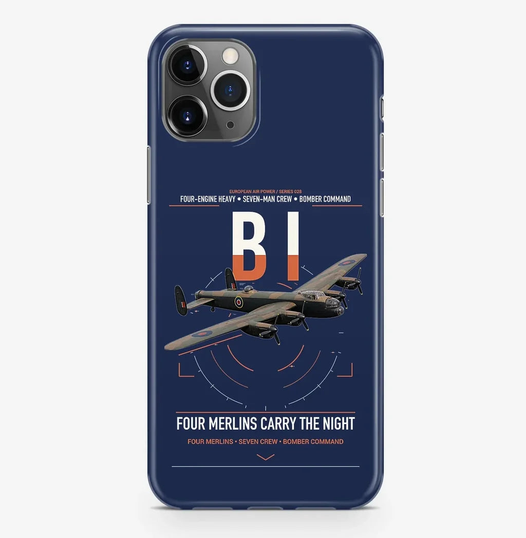Avro Lancaster B I design on navy blue magsafe iphone case, for iPhone Pro Max
