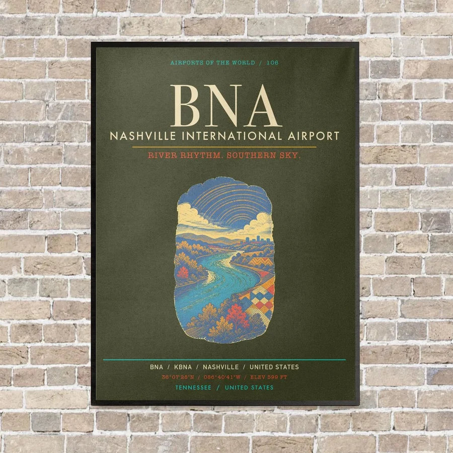 Nashville International Airport BNA - Canvas Framed - Green Army
