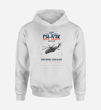 Thumbnail for Sikorsky CH-53K King Stallion design on white double-side hoodie, single-side print