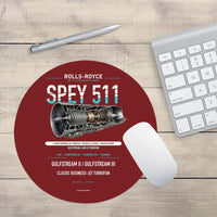 Thumbnail for SPEY 511 design on dark red round mouse pad