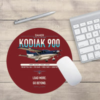 Thumbnail for Daher Kodiak 900 design on dark red round mouse pad