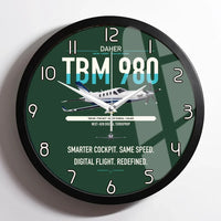 Thumbnail for Daher TBM 980 design on dark green framed wall clock