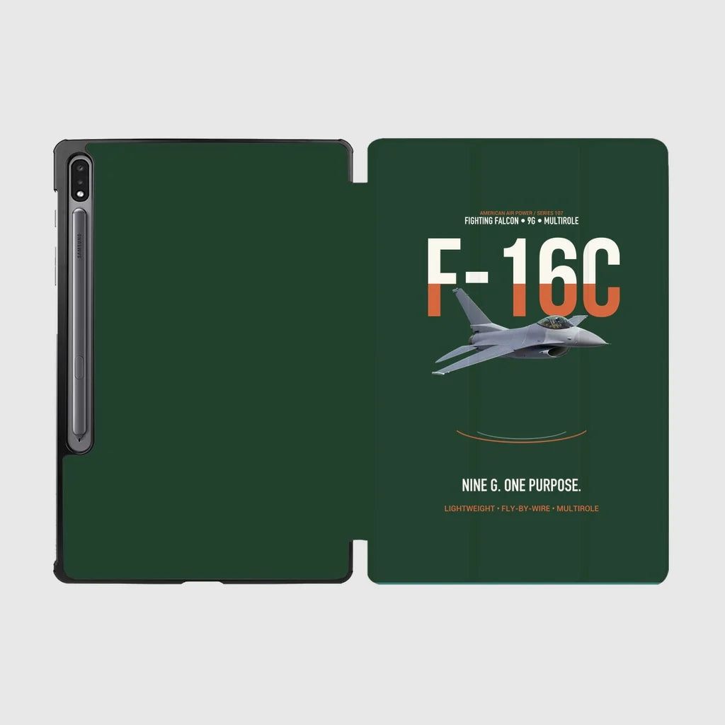 F-16C Fighting Falcon Nine G One Purpose design on dark green samsung tablet tablet case