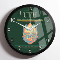 Thumbnail for Udon Thani International Airport (UTH) design on dark green framed wall clock