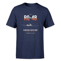 Thumbnail for RQ-4B Global Hawk design on navy blue double-side t-shirt, single-side print