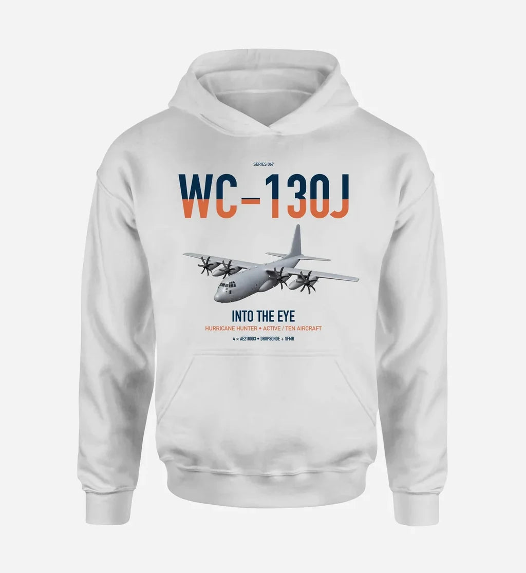 WC-130J Hurricane Hunter design on white double-side hoodie, single-side print