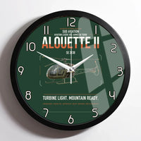 Thumbnail for Sud Aviation SE 3130 Alouette II design on dark green framed wall clock