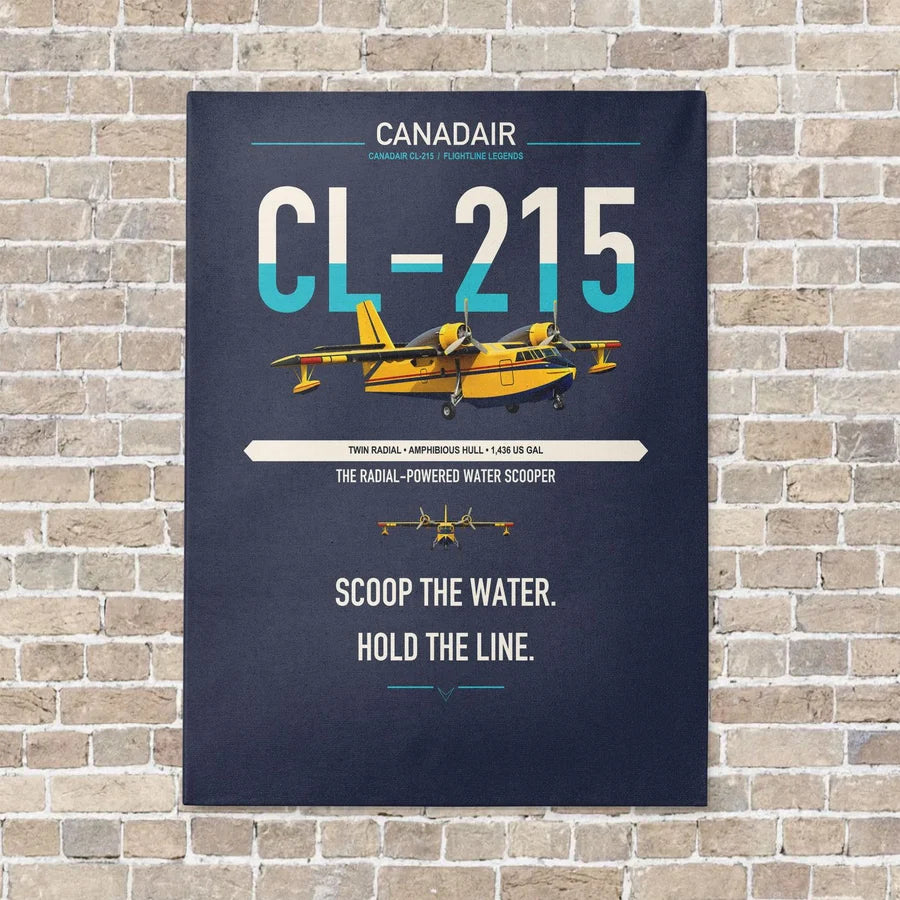 Canadair CL-215 vertical canvas print - no frame - navy blue background
