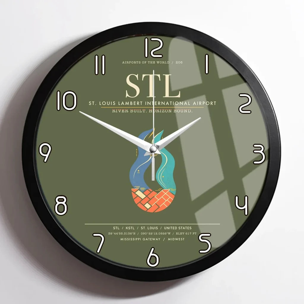 St. Louis Lambert International Airport STL Wall-Clock Framed - Green Army