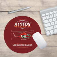 Thumbnail for SUBARU Bell 412EPX design on dark red round mouse pad
