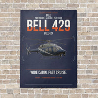 Thumbnail for Bell 429 vertical canvas print - no frame - navy blue background