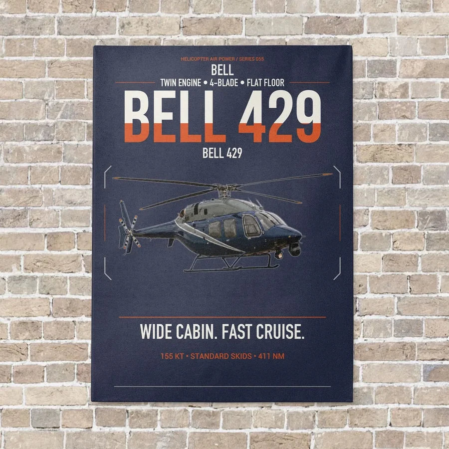 Bell 429 vertical canvas print - no frame - navy blue background