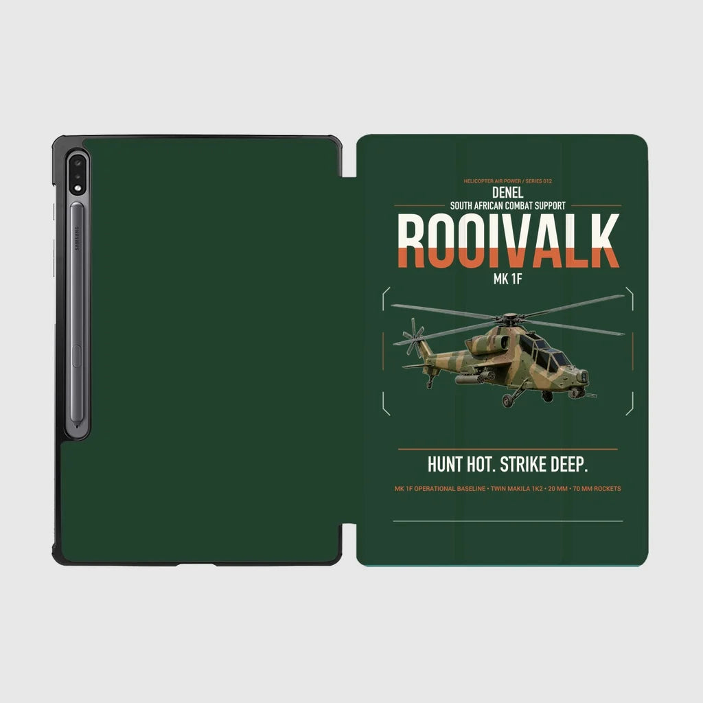 Denel Rooivalk Mk 1F design on dark green samsung tablet tablet case