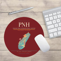 Thumbnail for Phnom Penh International Airport (PNH) design on dark red round mouse pad